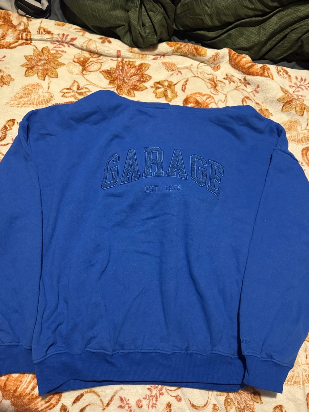 Garage Royal Blue Crewneck Sweatshirt with Embroidered Logo